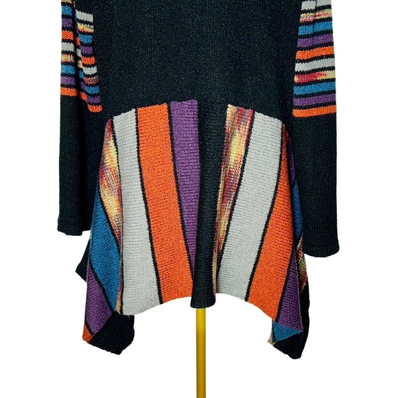 The Pyramid Collection Vibrant Striped Tunic Sweater with Asymmetrical Hem, XL - Picture 9 of 12
